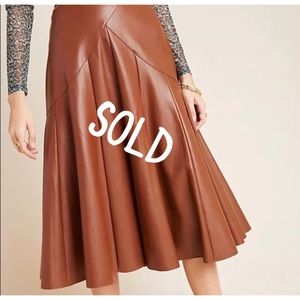 Anthropologie Maeve Mariska Faux Leather Midi Skirt
